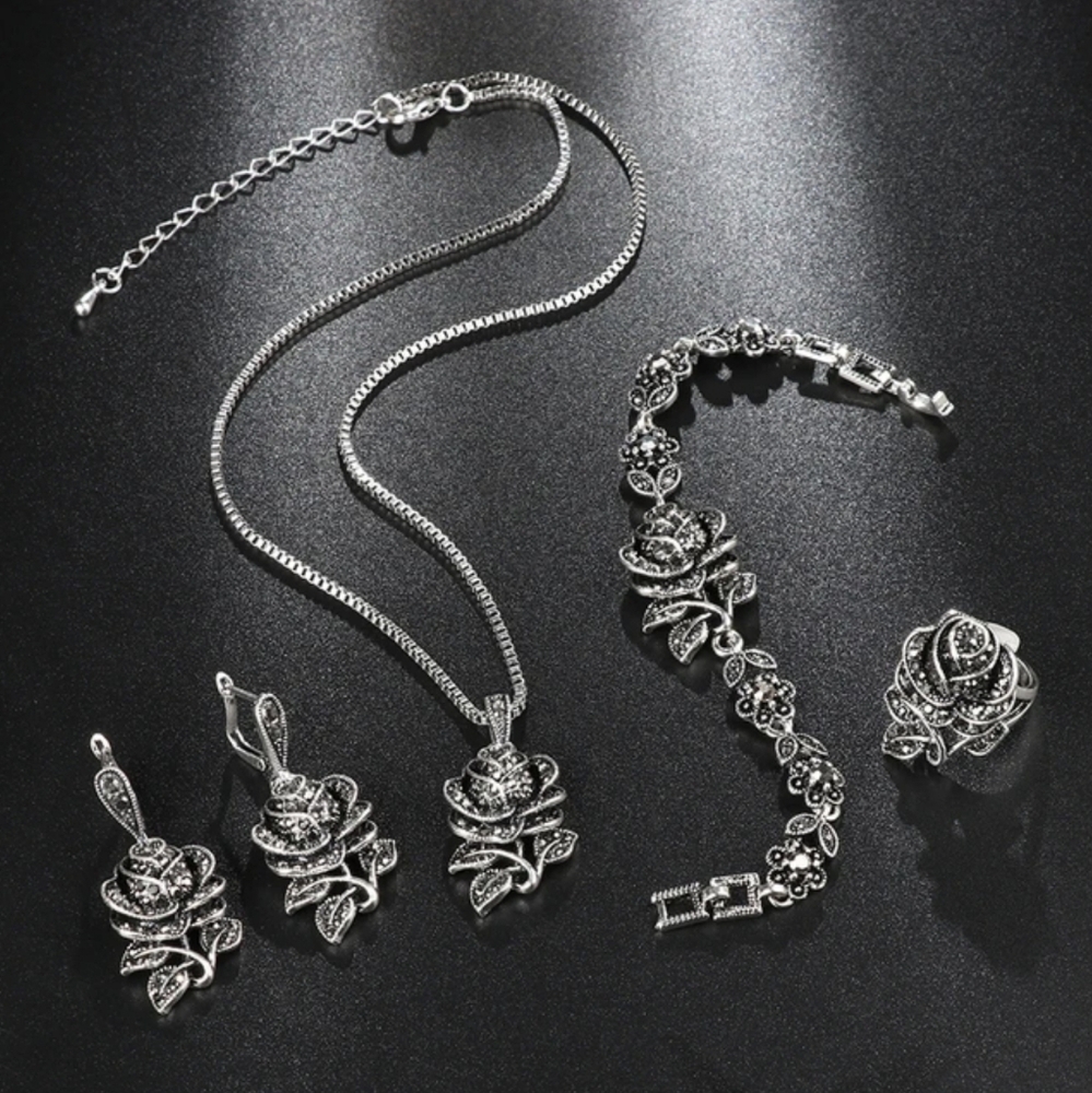 Turkish Vintage Style Jewelry Set forWomen,NEW,4Pcs,Size7,8,9WeddingHandmadeGift - Picture 4 of 12